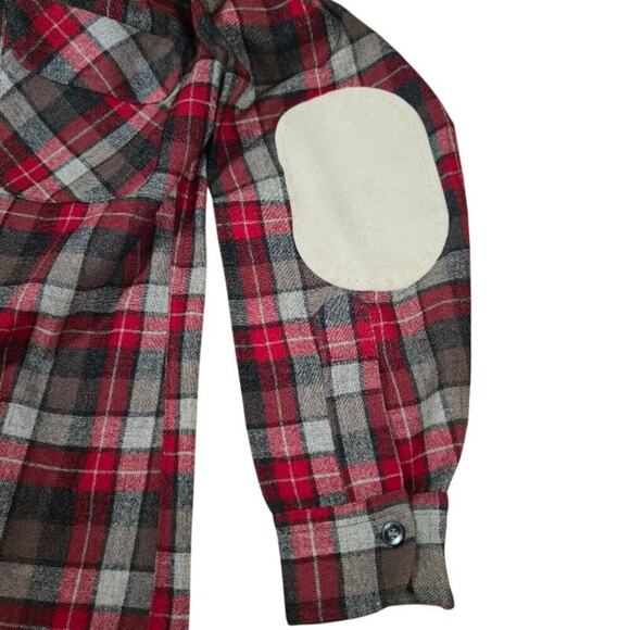 Pendleton Vintage Men's Virgin Wool Shirt Size Small Red Plaid Pockets - Picture 6 of 11